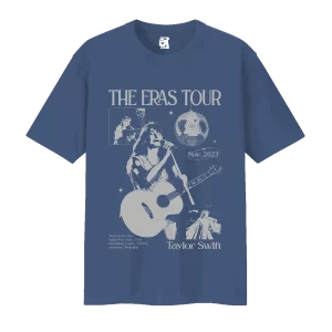 Remera The Eras Tour con fechas de Latinoamérica - azúl delfín
