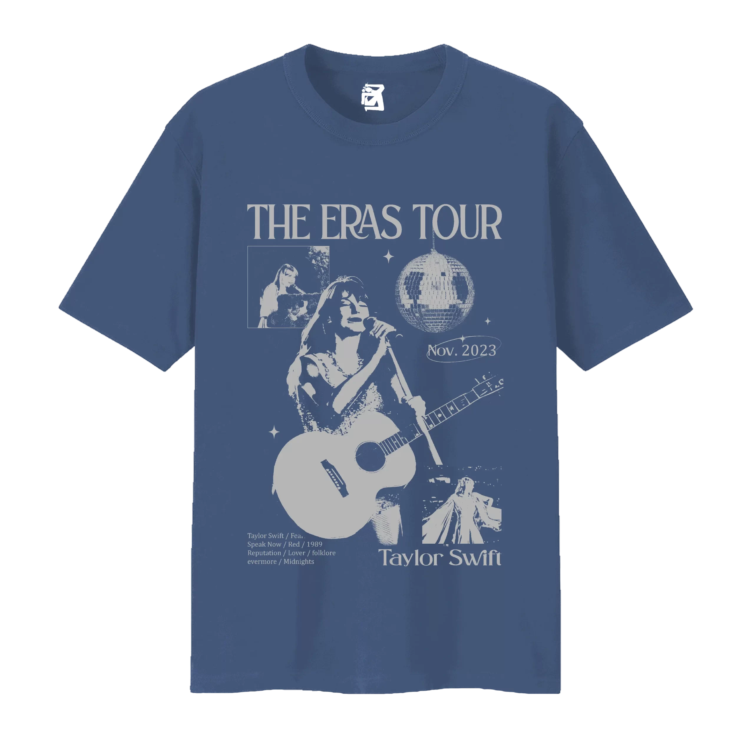 Remera The Eras Tour con fechas de Latinoamérica - azúl delfín